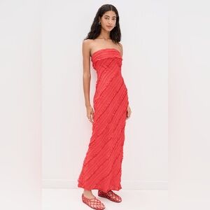 Endless Rose Red Strapless Ruffled Maxi Dress